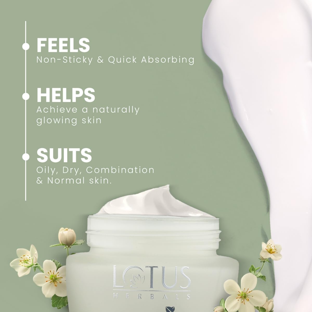 Lotus Herbals WhiteGlow Skin Whitening And Brightening Gel, Face Cream with SPF-25, 40 gm