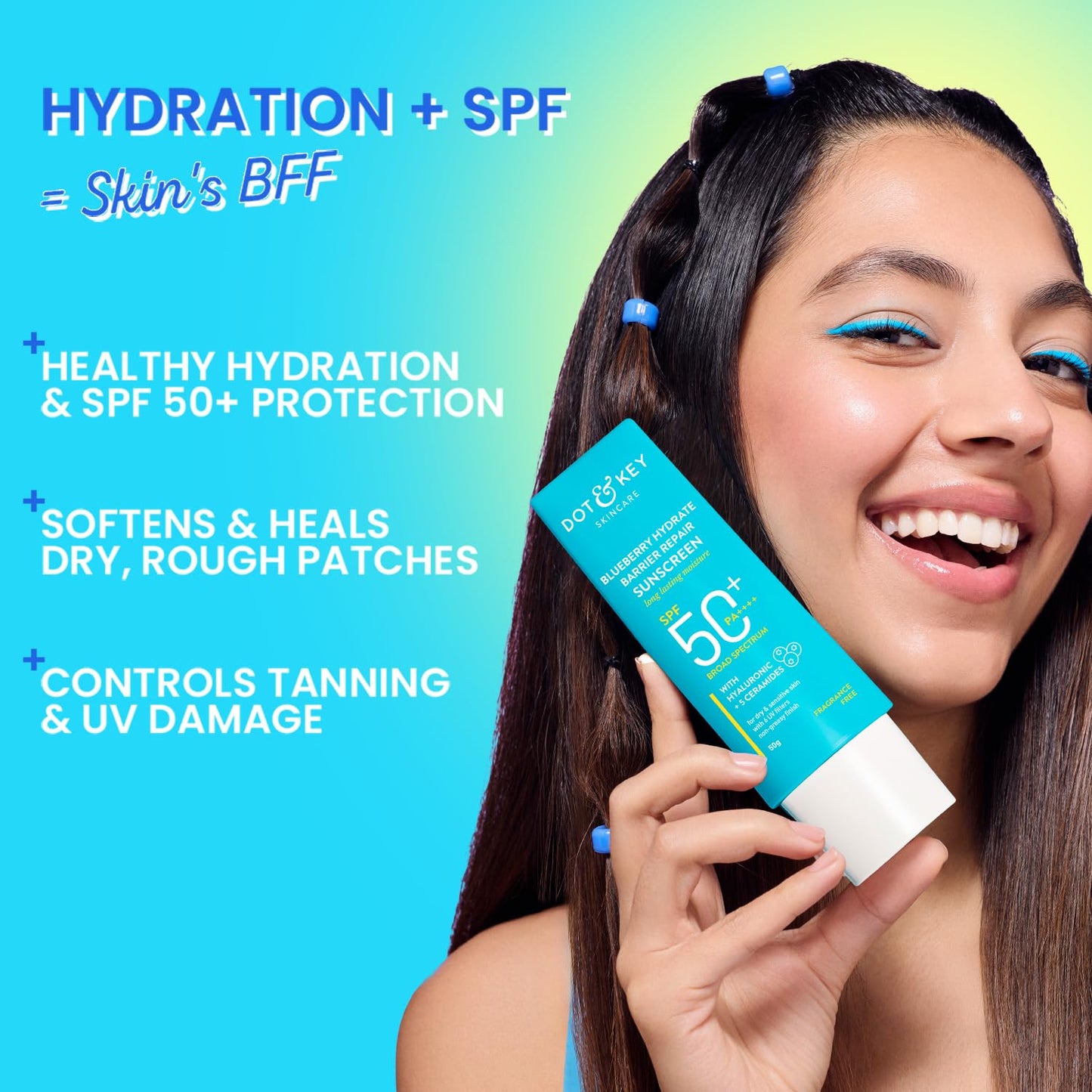 Dot & Key Blueberry Hydrate Barrier Repair Sunscreen SPF 50+,PA++++, 80 gm, Pack of 2