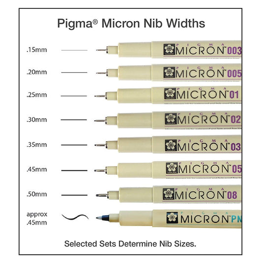 Sakura Pigma Micron 10 Fineliner pens Black Archival Ink Artist Drawing Sketch pens (003, 005, 01, 02, 03, 04, 05, 08), Graphic 1 & Brush Pen Set