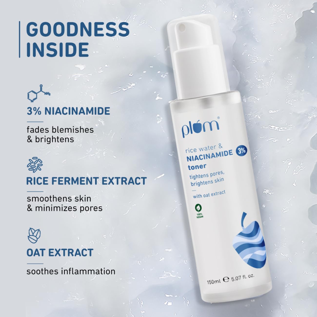 Plum 3% Niacinamide & Rice Water Face Toner | With Rice Ferment Extract 150ML