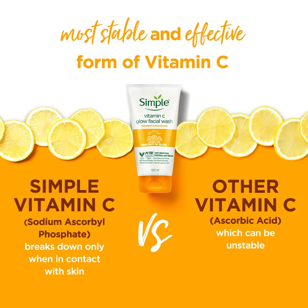 Simple Protect N Glow Vitamin C Glow Facial Wash, 100ml