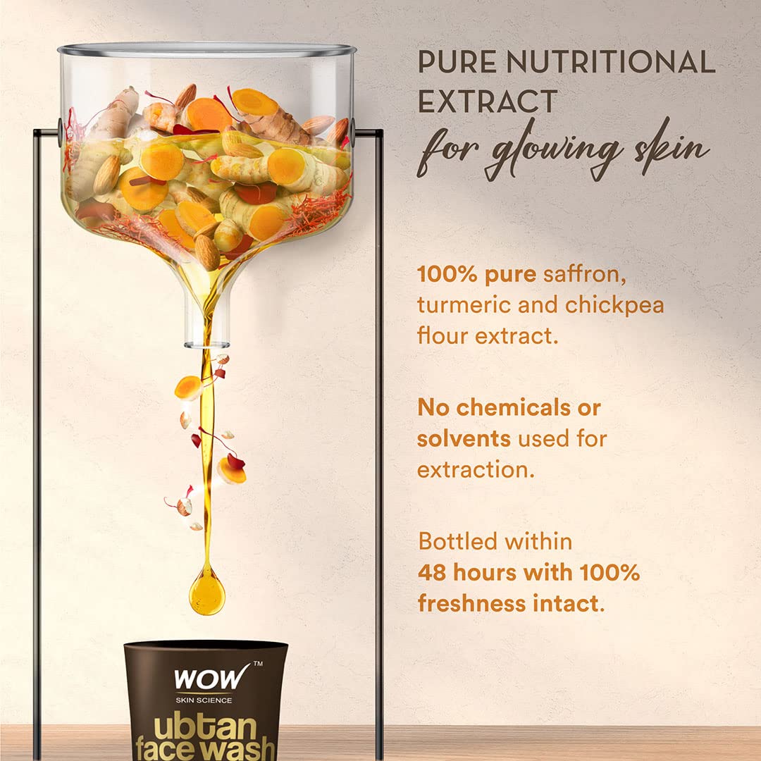 WOW Skin Science Ubtan Cleansing Face Wash | Turmeric & Saffron | All Skin Types | Clear, Glowing Skin | 100% Vegan | Paraben & Sulphates Free | For Women & Men | 100 ml