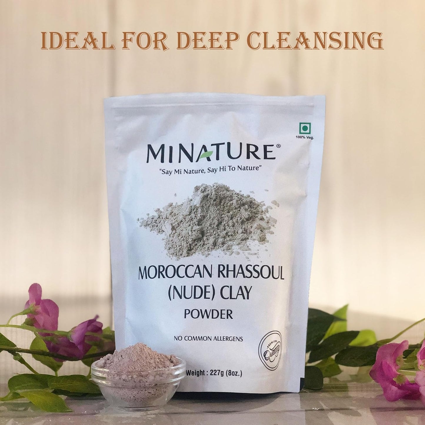 Mi nature Moroccan Rhassoul Clay (Nude) Powder, 227 gm/1/2 lb/8 Oz