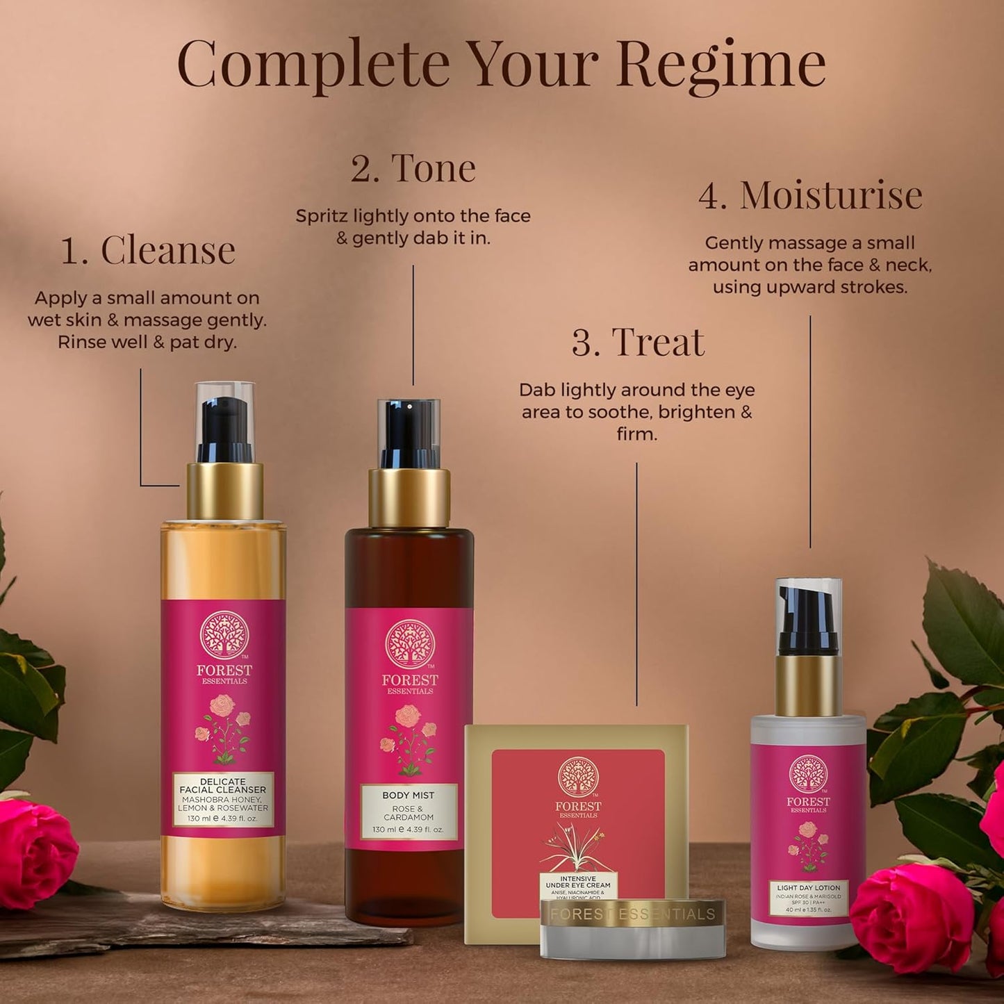 Forest Essentials Facial Tonic Mist with Pure Rosewater, 50 ml, Alchohol Free Toner