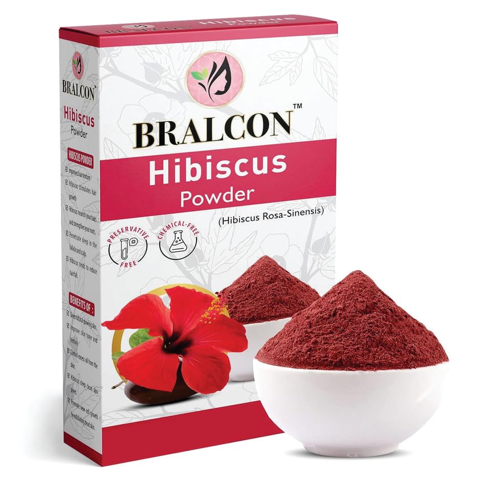BRALCON Organic Amla Powder, Reetha Powder, Shikakai Powder, Bhringraj Powder, Hibiscus Powder, Henna Powder, Indigo Powder Combo-700g(100g x 7 Pack)| Skin & Hair Care Powder|Hair Growth, Face Pack