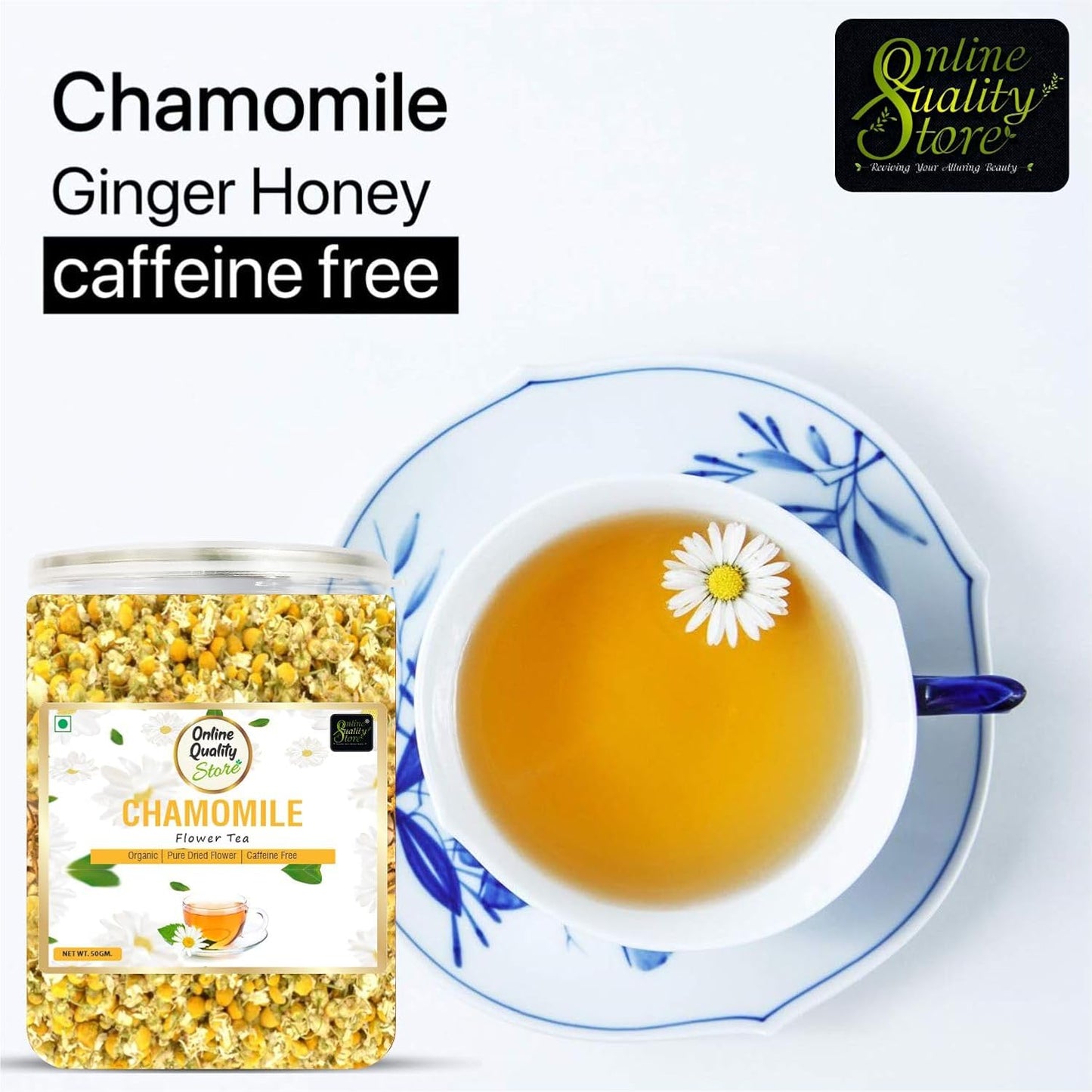 Online Quaity Store Natural Chamomile Flower Tea, Caffeine Free Herbal, 50 gm