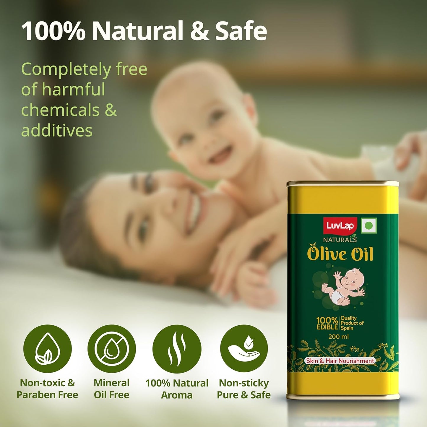 LuvLap Naturals Baby Body Massage Olive Oil, 200 ml