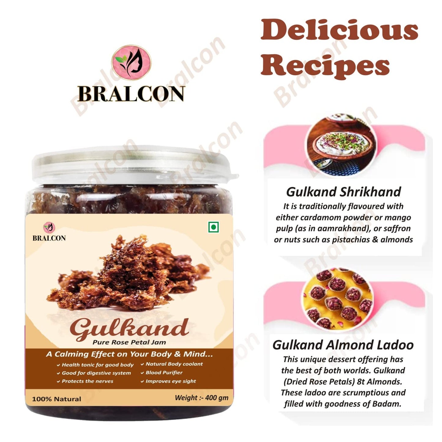 Bralcon Natural Gulkand (Rose Petal Jam) - 400 gm