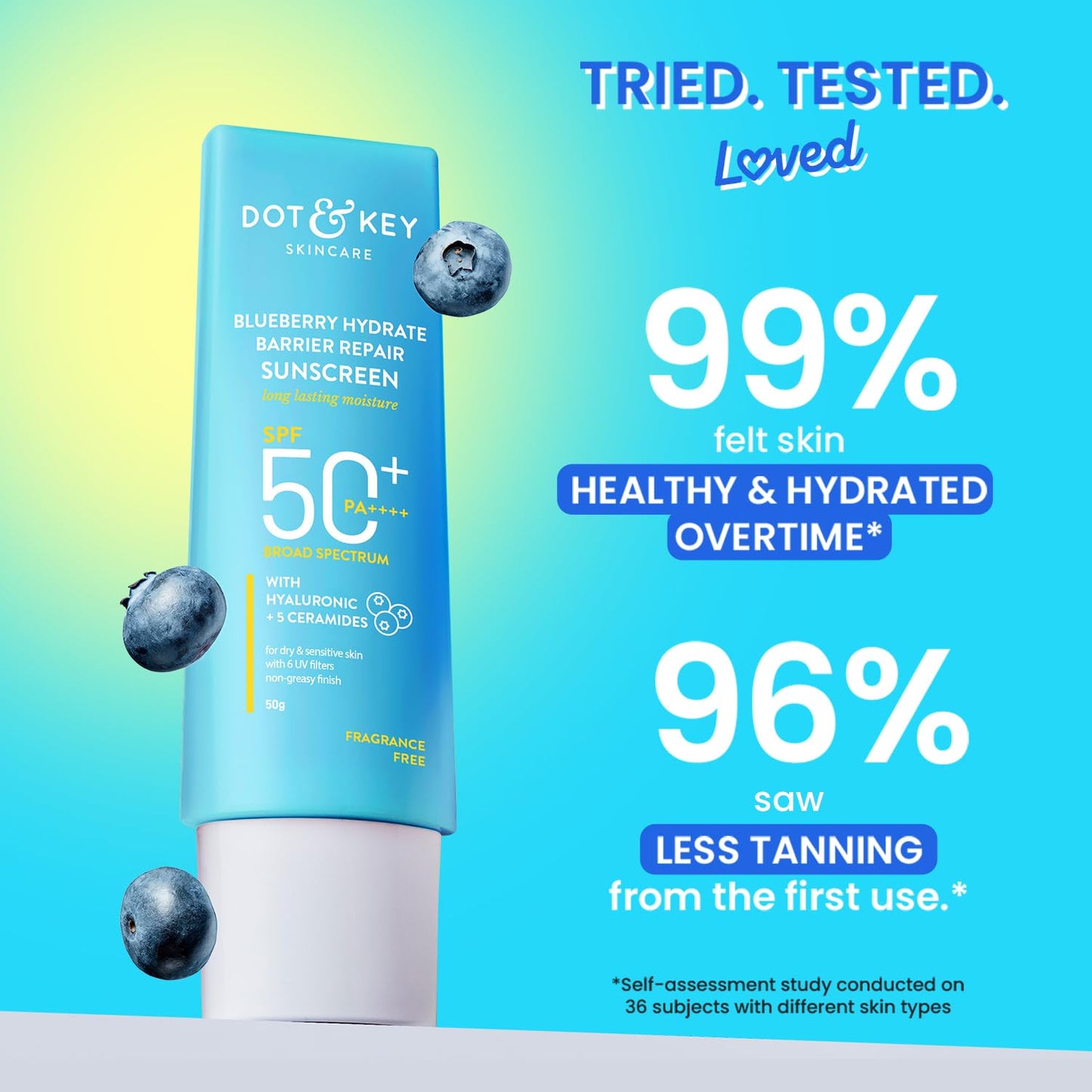 Dot & Key Blueberry Hydrate Barrier Repair Sunscreen SPF 50+,PA++++, 80 gm, Pack of 2