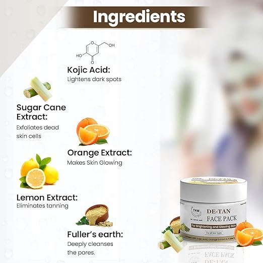 TNW-The Natural Wash DE-Tan Face Pack for Glowing & Radiant Skin | Effective Tan Removal Face Pack | Anti-Tan Face Pack with Orange Extract | 50g