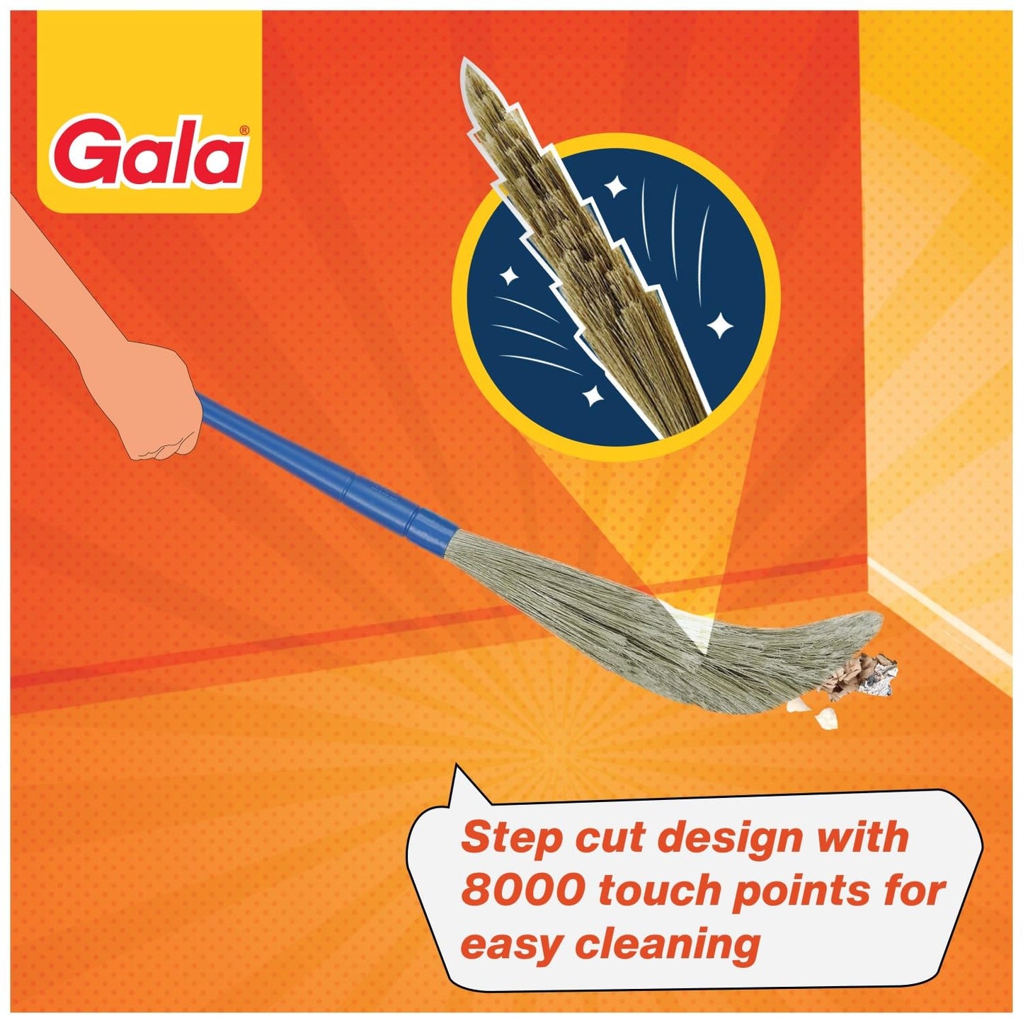 Gala No Dust Broom For Floor Cleaning, Made of washable Fibers