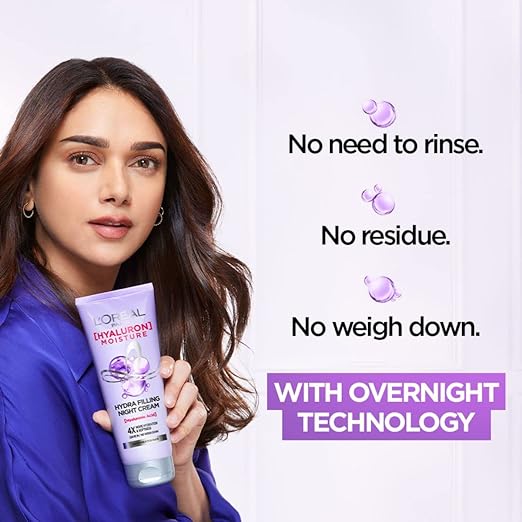 L’Oréal Paris Filling Night Cream, Leave In Hair Cream with Hyaluronic Acid, 180ml