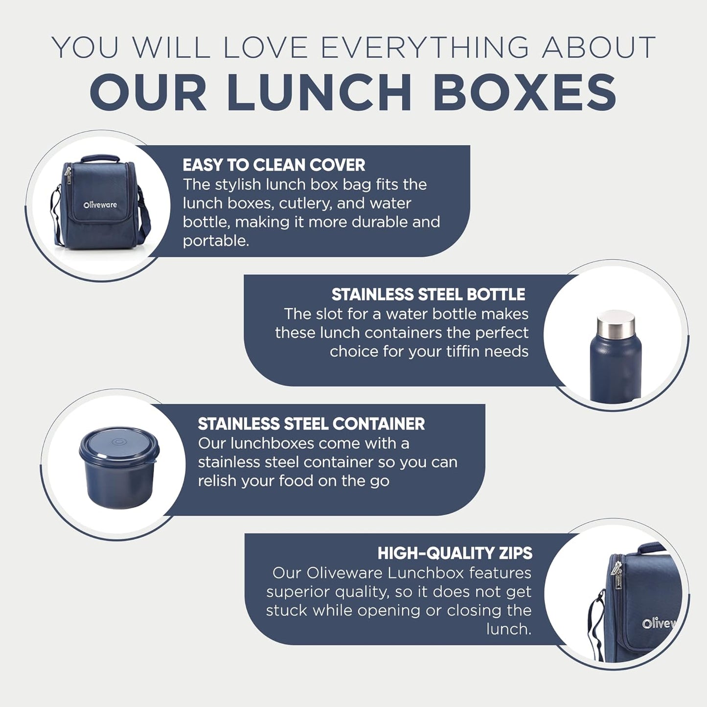 SOPL-OLIVEWARE Teso Lunch Box with Plastic Cutlery, 3 Steel Containers, Plastic Pickle Box, Steel Water Bottle- Blue