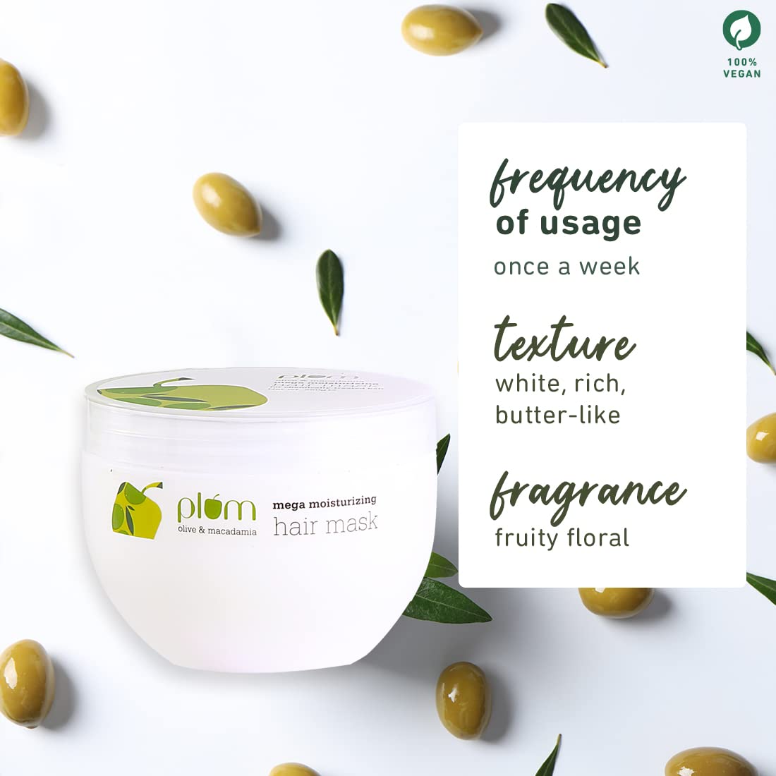 Plum Olive & Macadamia Mega Moisturizing Hair Mask, 250 ml