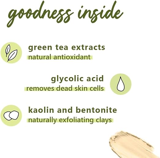 Plum Green Tea Clear Face Mask | Kaolin & Bentonite Clay Mask for Acne and Clogged Pores | Oily Skin | Brighter, Glowing Skin Face Pack | 60 g
