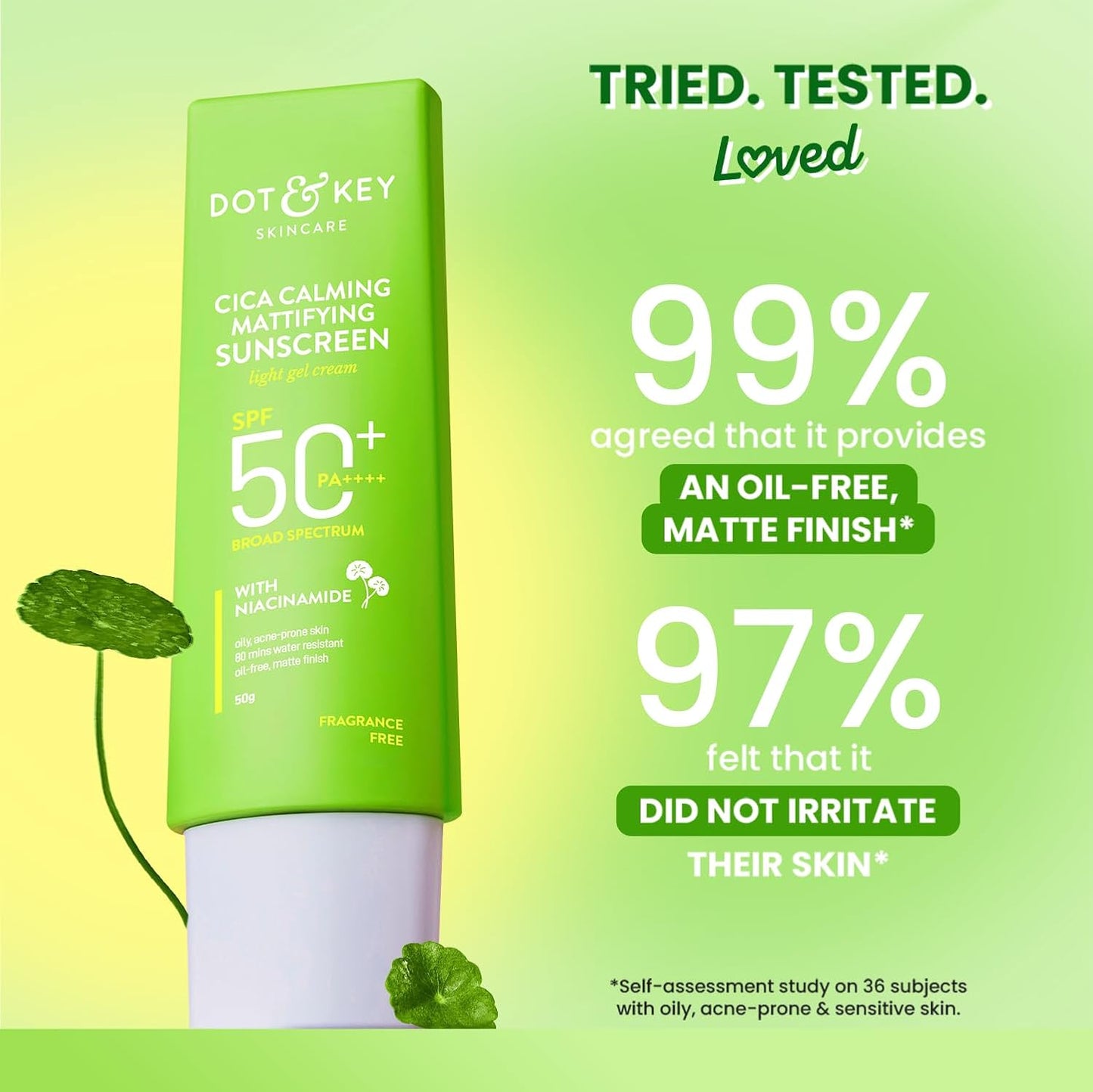 Dot & Key CICA Calming Mattifying Sunscreen SPF 50 PA++++, 80 gm