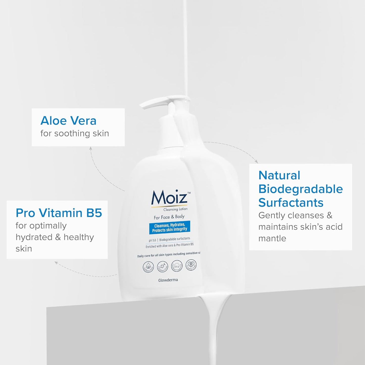 Moiz Cleansing Lotion, Face & Body Cleanser, pH 5.6, 400 ml
