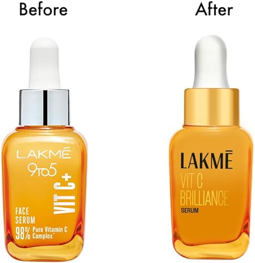 Lakme 9To5 Vitamin C+ Facial Serum with 98% Pure Vitamin C complex, Improves Skin textures, Brightens, and gives Healthy, Glowing skin, All Skin Types, 30ml
