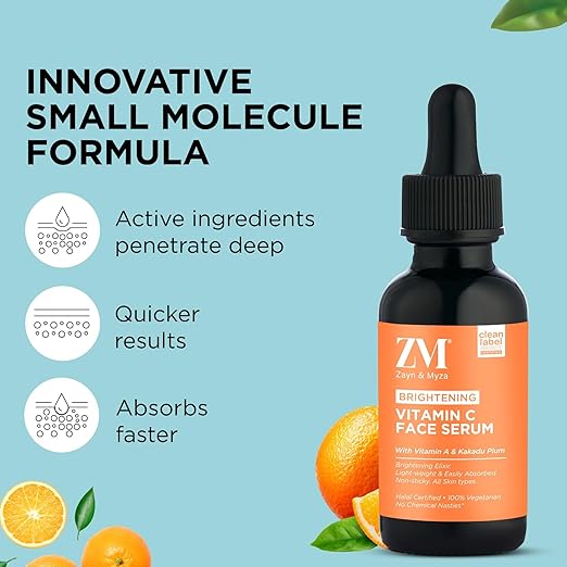 ZM Zayn & Myza Brite Me Up Vitamin C Face Serum | With Kakadu plum and most stable Vitamin C