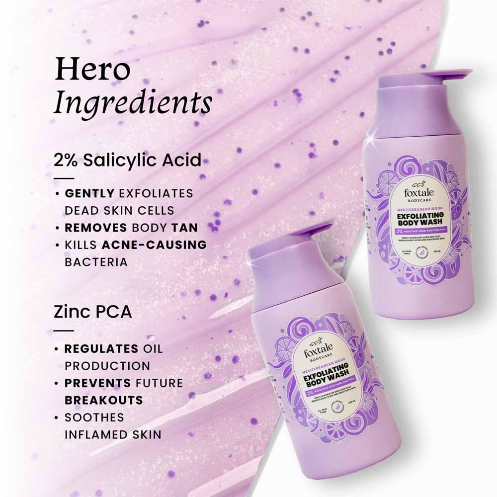 FoxTale 2% Salicylic Acid Exfoliating Body Wash With Zinc Pca, 250 ml