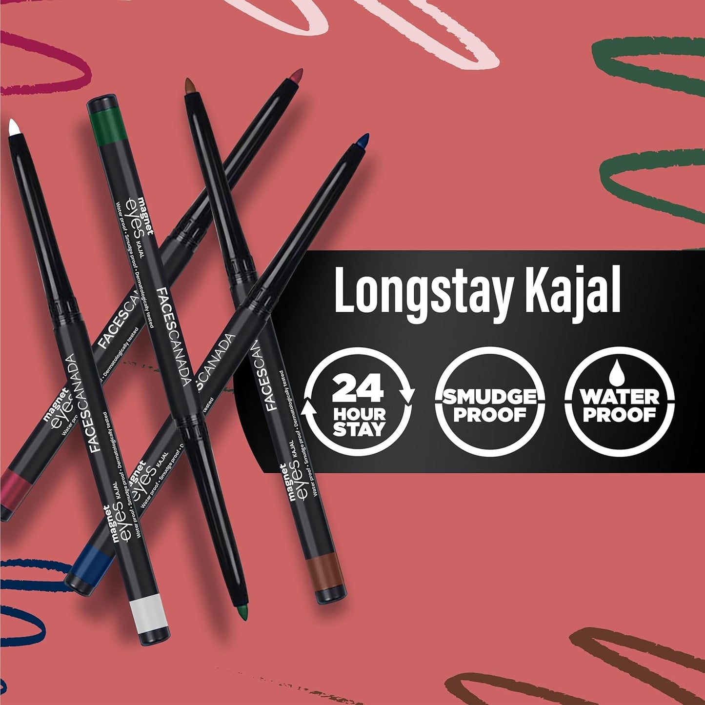 FACESCANADA Magneteyes Color Kajal - White Serenity 06, 0.30g | Highly Pigmented Kohl | 12 Hr Long Stay | Matte Finish | Single Stroke Glide | Water Proof