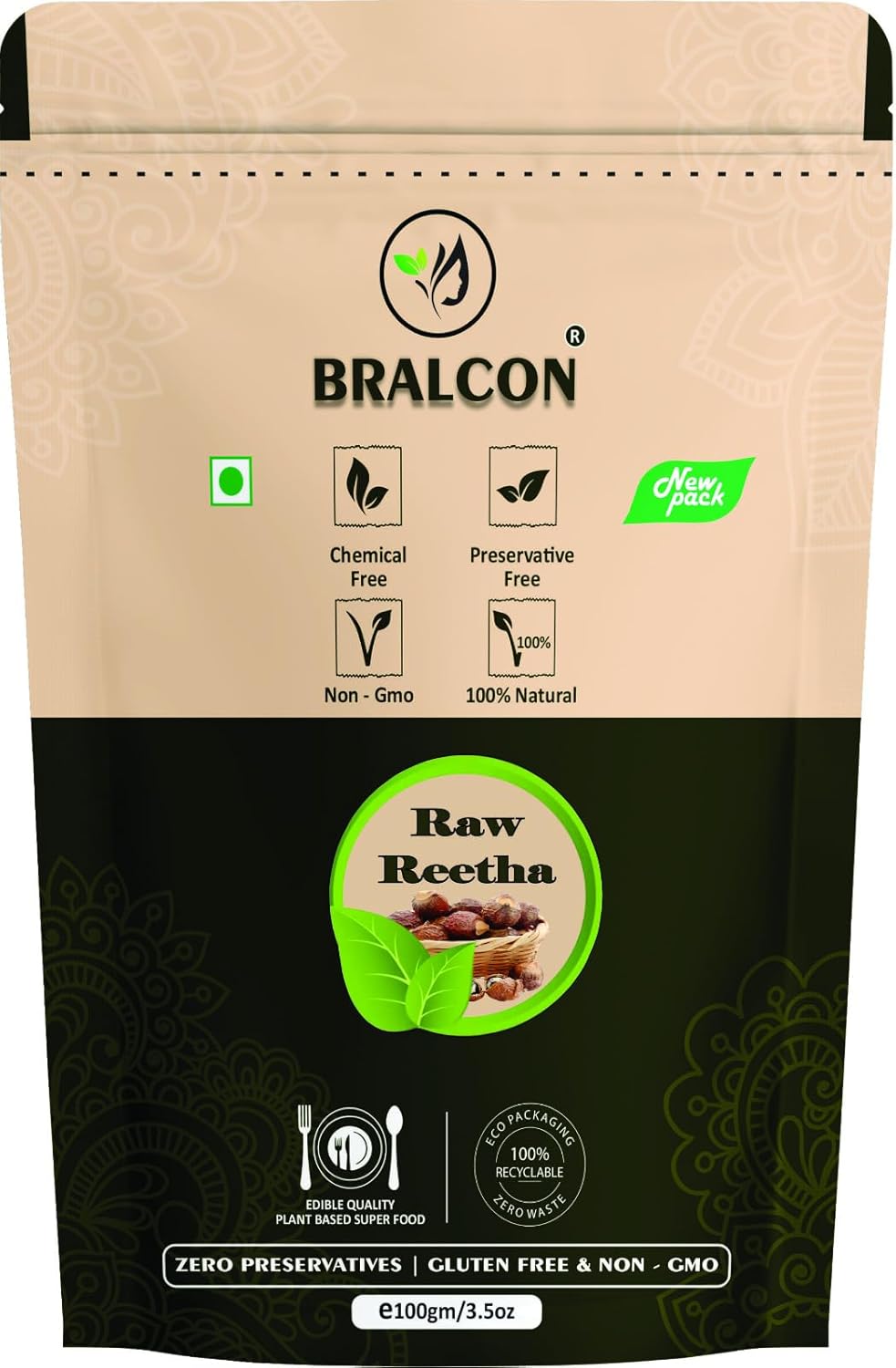 BRALCON Organic Raw Reetha, Amla, Shikakai, bhringraj, Hibiscus Combo- 500g(100g x 5 Pack)|100% Natural Whole Dried Shikakai, Reetha Nuts, Amla | Hair growth | Hair & Skin Care | Pure Raw form