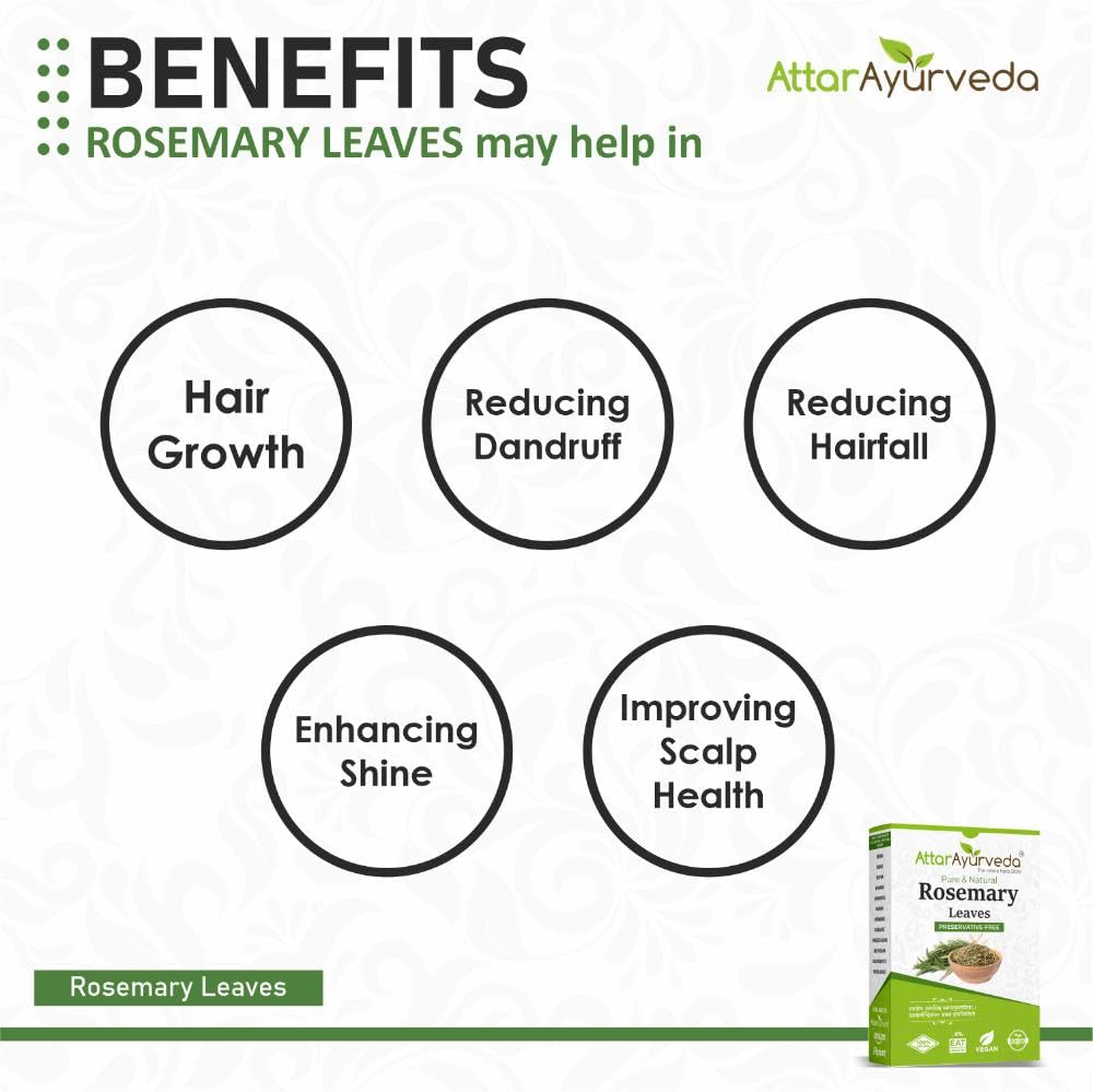 Attar Ayurveda Natural Rosemary leaves for Hair growth 100 grams | 100% Natural, Preservative free