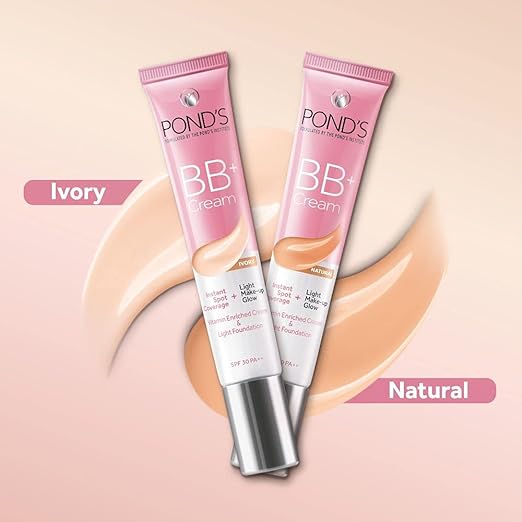 Pond's BB+ Cream, Instant Spot Coverage + Light Make-up Glow, Natural 18g