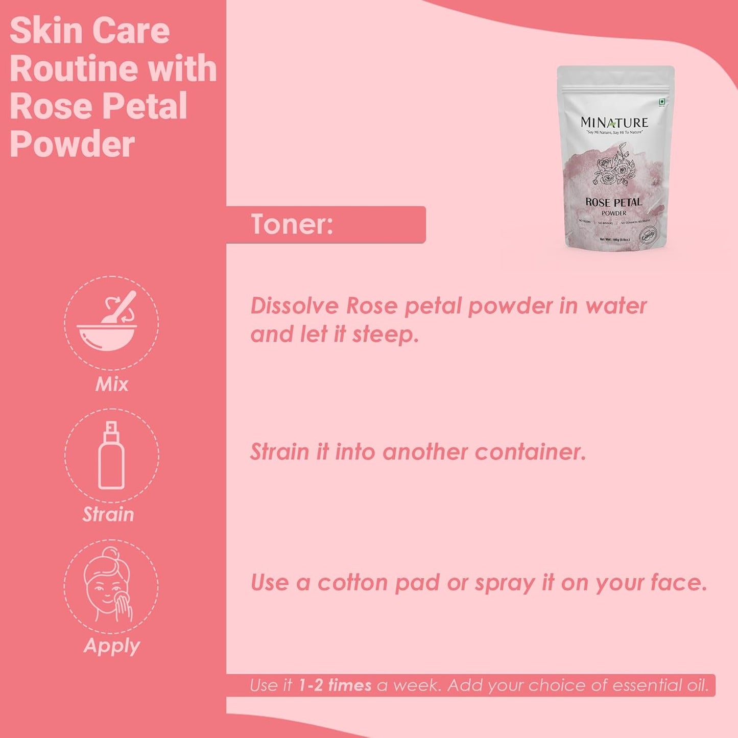 Mi Nature Pure Rose Petal Powder, 227 gm Pack of 2
