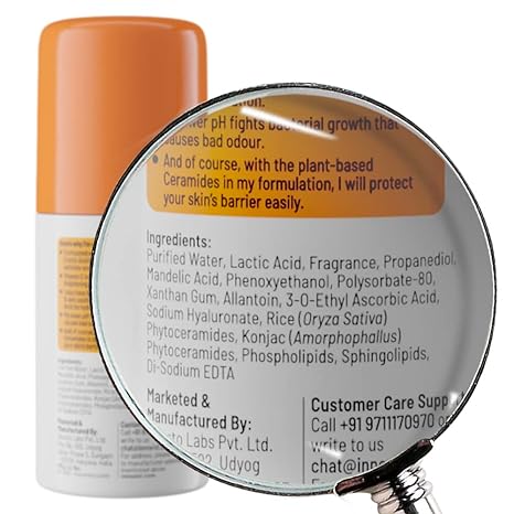 Chemist at Play UnderArm Roll-On with 5% AHA, Lactic Acid & 1% Mandelic Acid | Prevents Body Odour, Brightens Skin & Exfoliates Underarm , Aqua Fragrance ,40ml