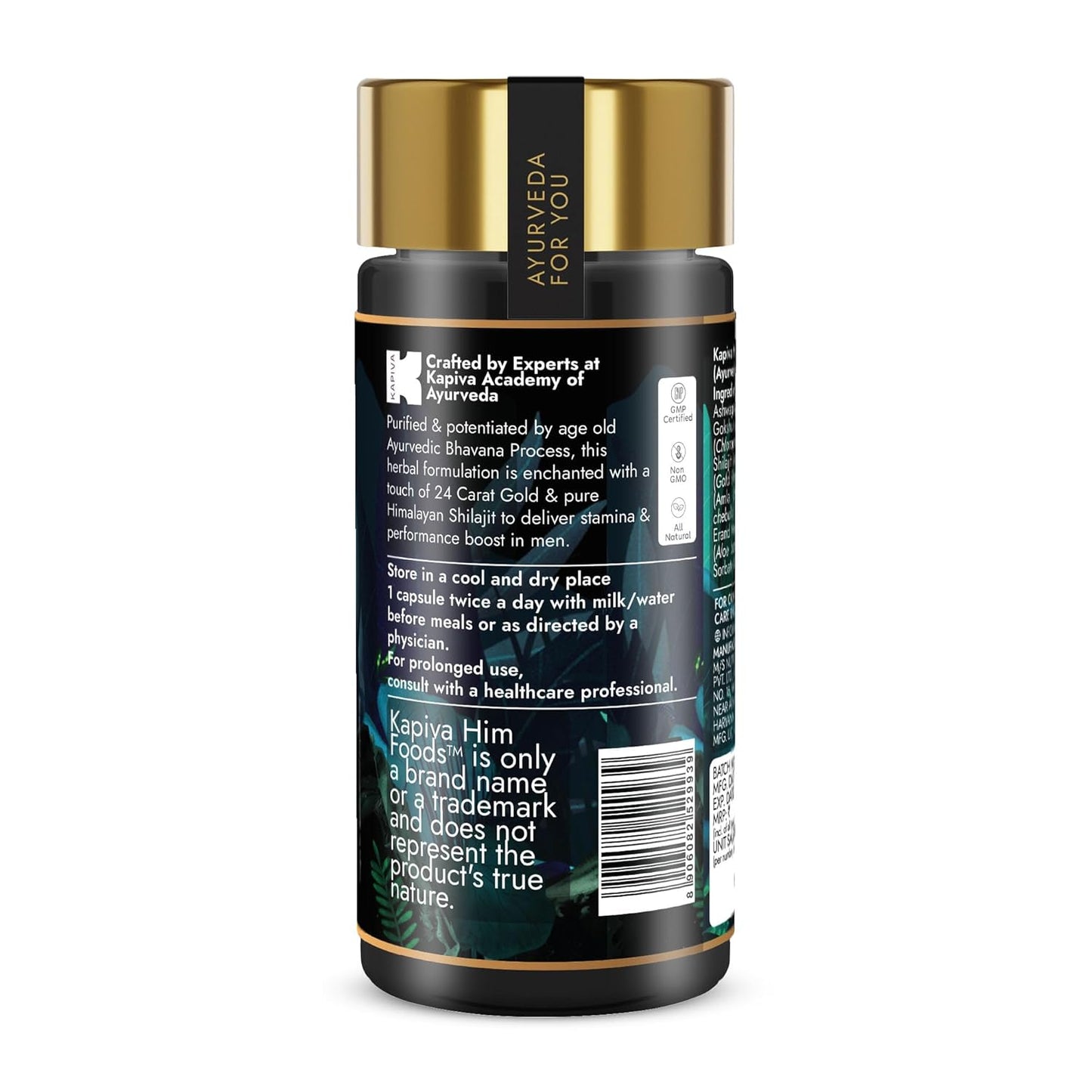 Kapiva Shilajit/Shilajeet Gold 60 Capsules | Contains 24 Carat Gold