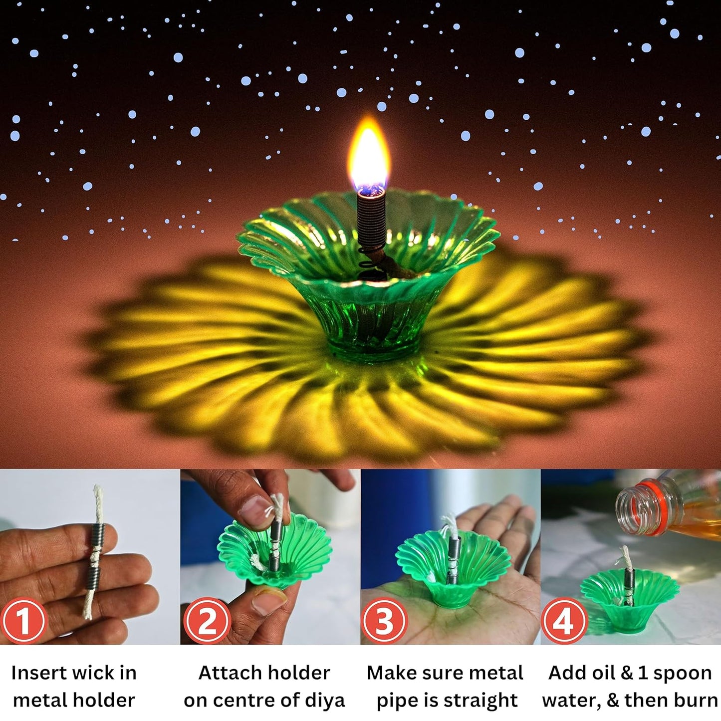 Indian Karigar 12 pcs Diwali Diyas Colourful 3d Reflection Diya, Multicolour