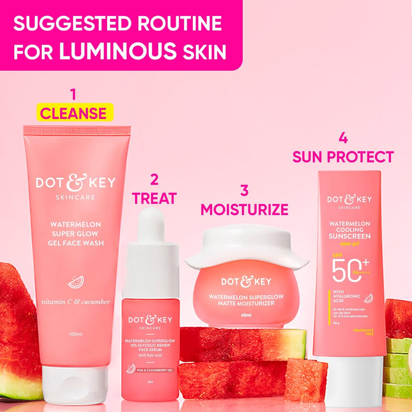 Dot & Key Watermelon Super Glow Gel Face Wash With Vitamin C & Cucumber , 100 ml