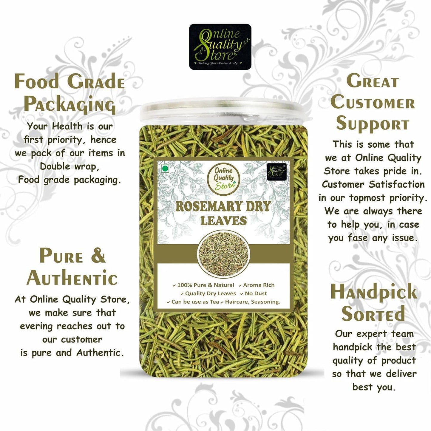 Online Quality Store Rosemary Dry Leaves - 100 gm, Rosemary Herbal Tea