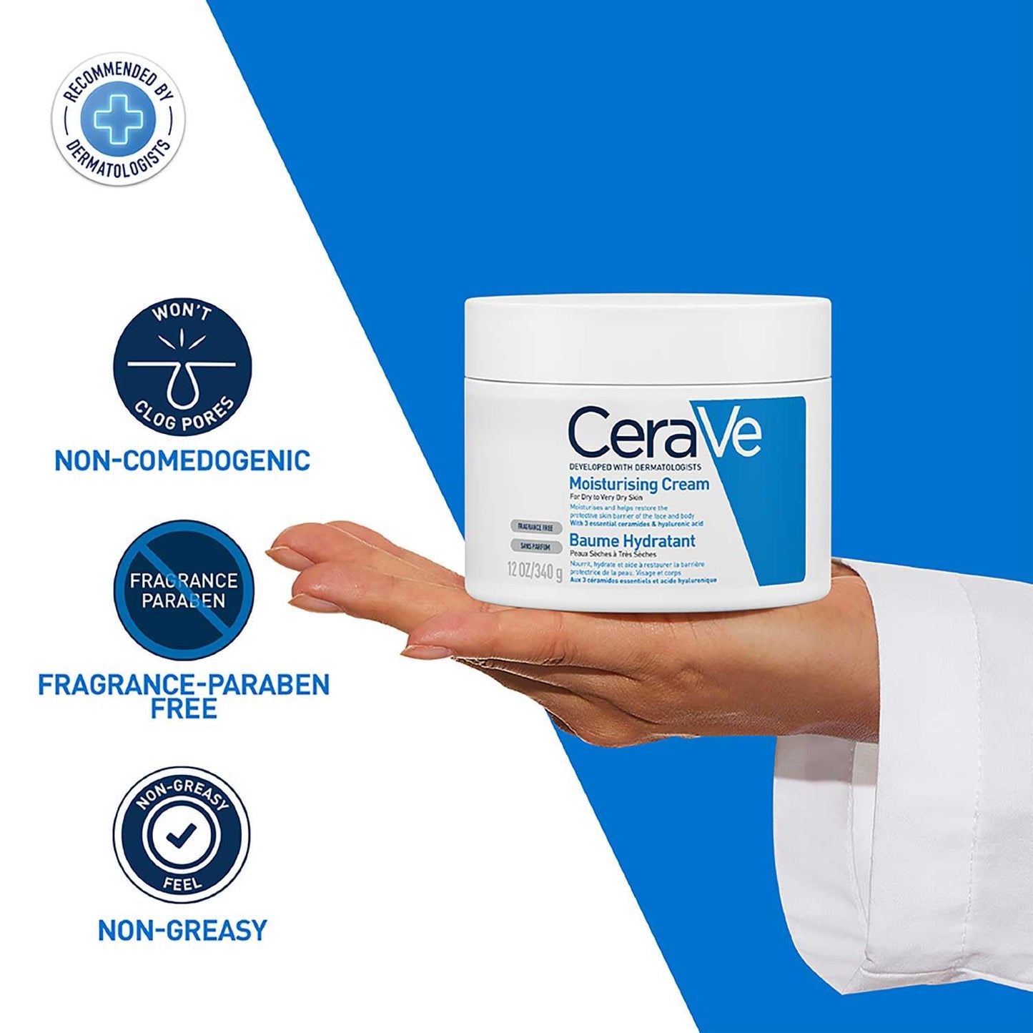 CeraVe Moisturizing Cream For Dry To Very Dry Skin, 340 gm