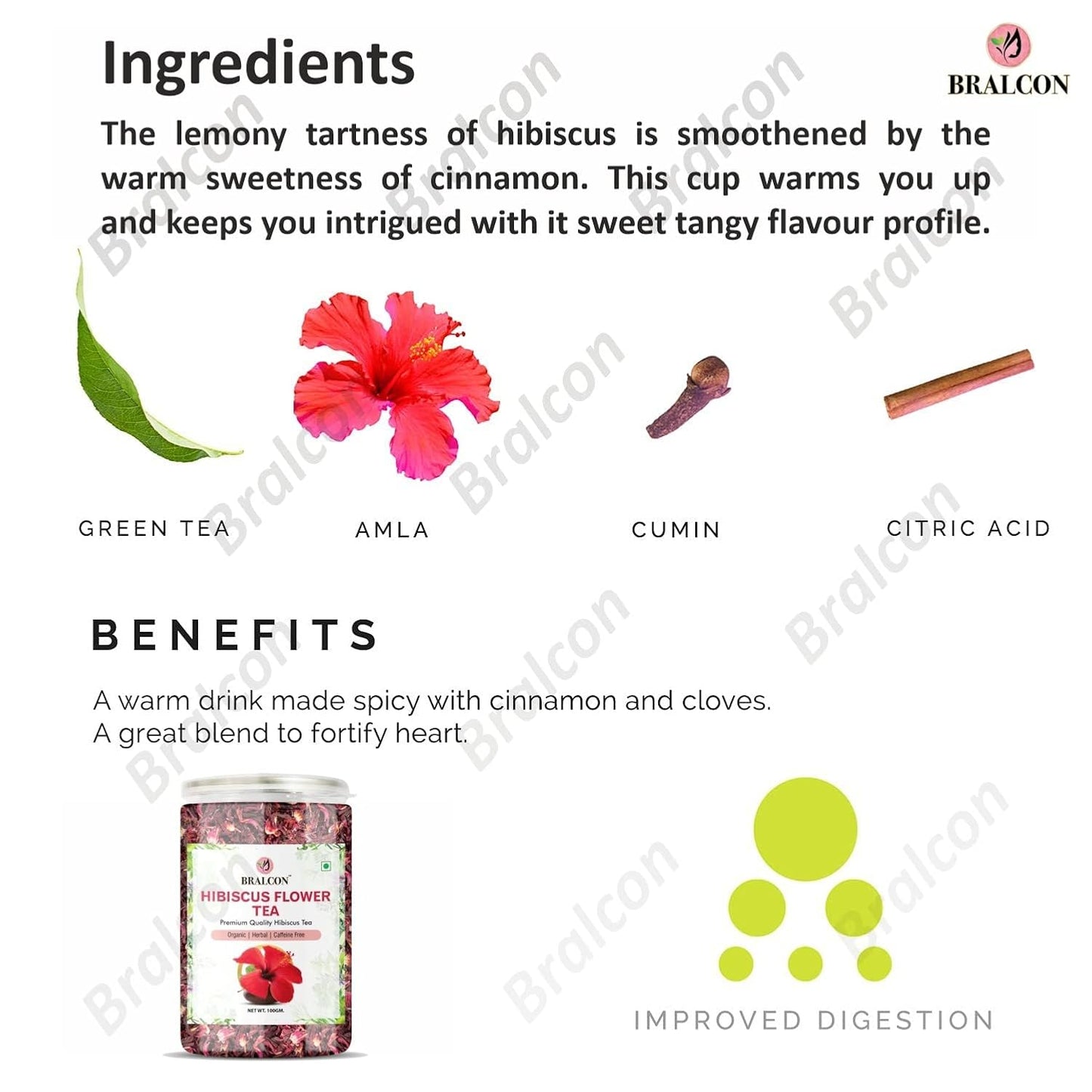 Bralcon Organic Hibiscus Flower Tea- 100 gm | Premium Hibiscus Tea Leaves