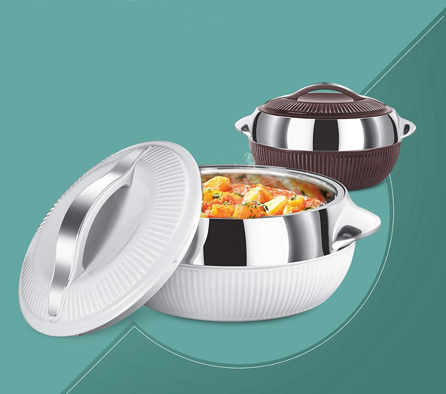 Milton Fiesta Insulated Casserole (Brown, Set Of 3, Inner Stainless Steel), 450 ml