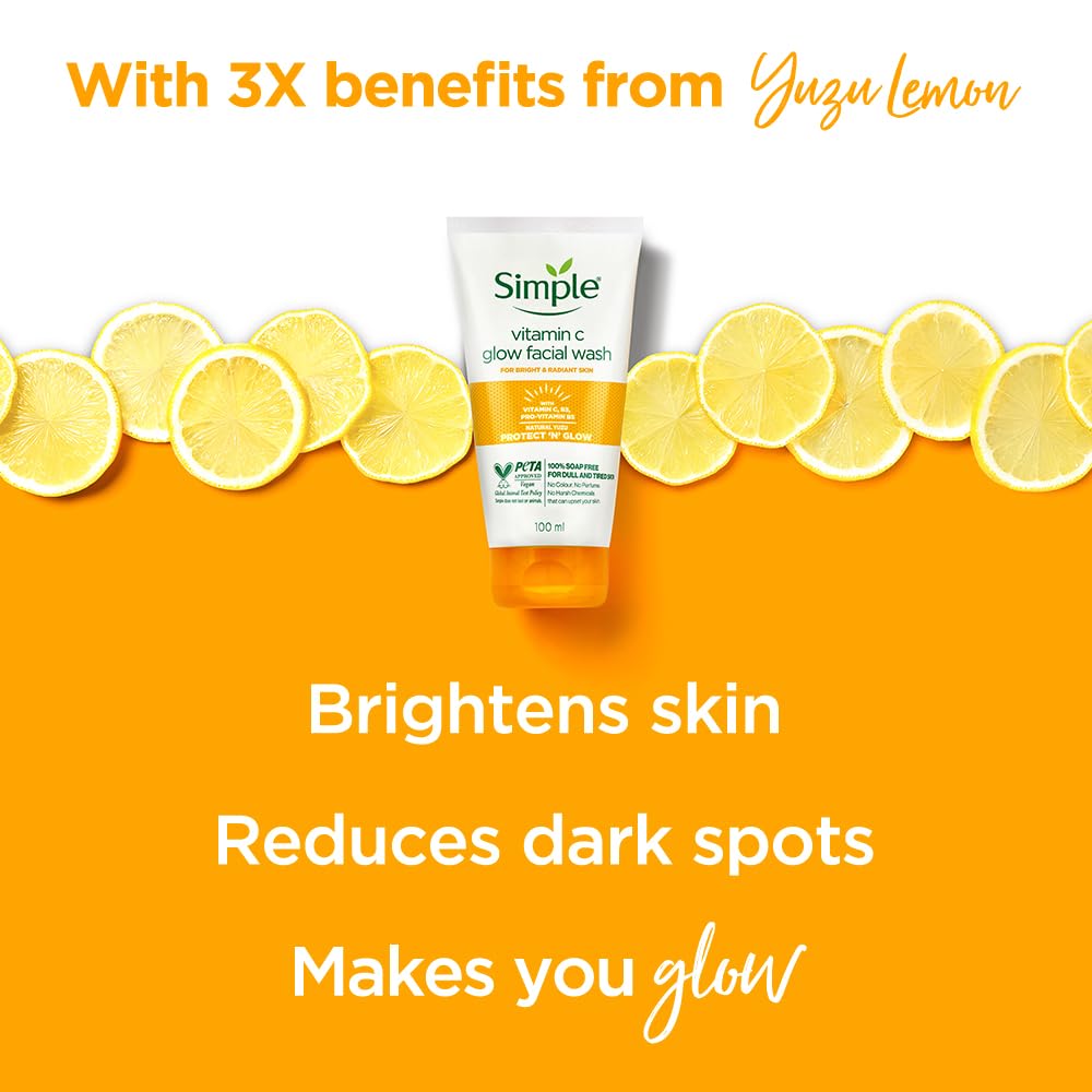 Simple Protect N Glow Vitamin C Glow Facial Wash, 100ml