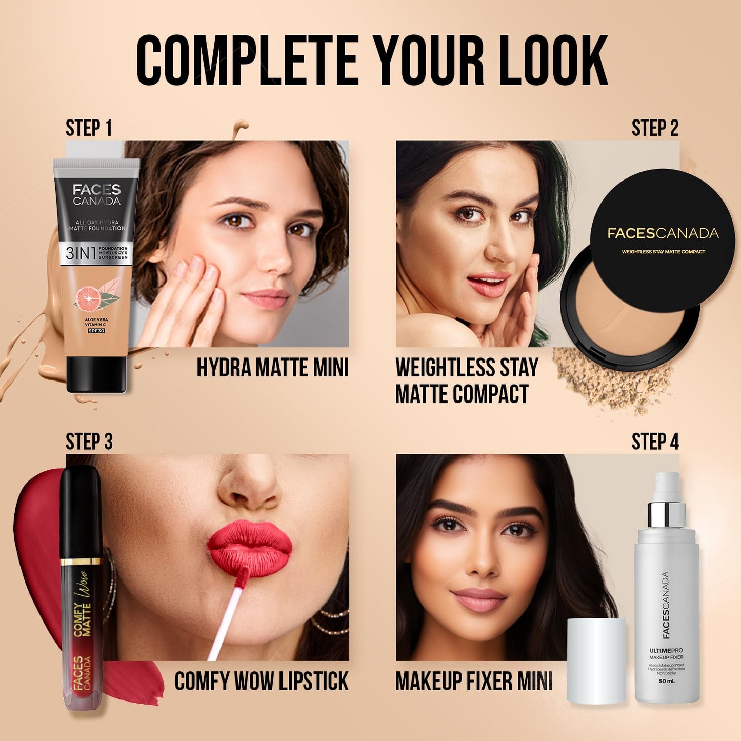 FACESCANADA Weightless Stay Matte Finish Compact Powder - Sand, 9 G|Non Oily Matte Look|Evens Out Complexion|Hides Imperfections|Blends Effortlessly|Pressed Powder For All Skin Types - Sand 04
