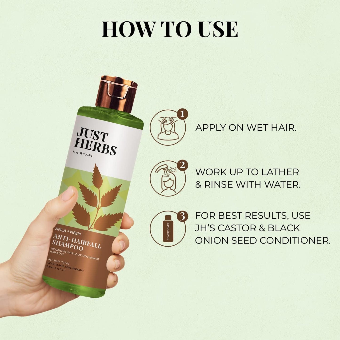 Just Herbs 8 In 1 Root Nourishing Amla Neem Hair Fall Control Shampoo, 200 ml
