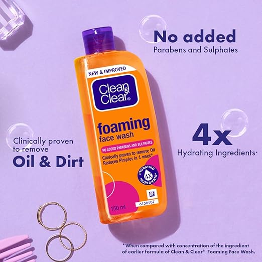 Clean & Clear Foaming Face Wash For Oily Skin, 150ml