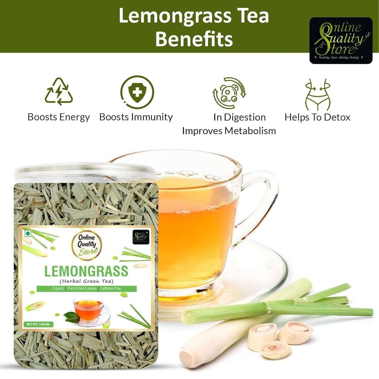 Online Quality Store Natural Lemongrass Herbal Tea - 50 gm
