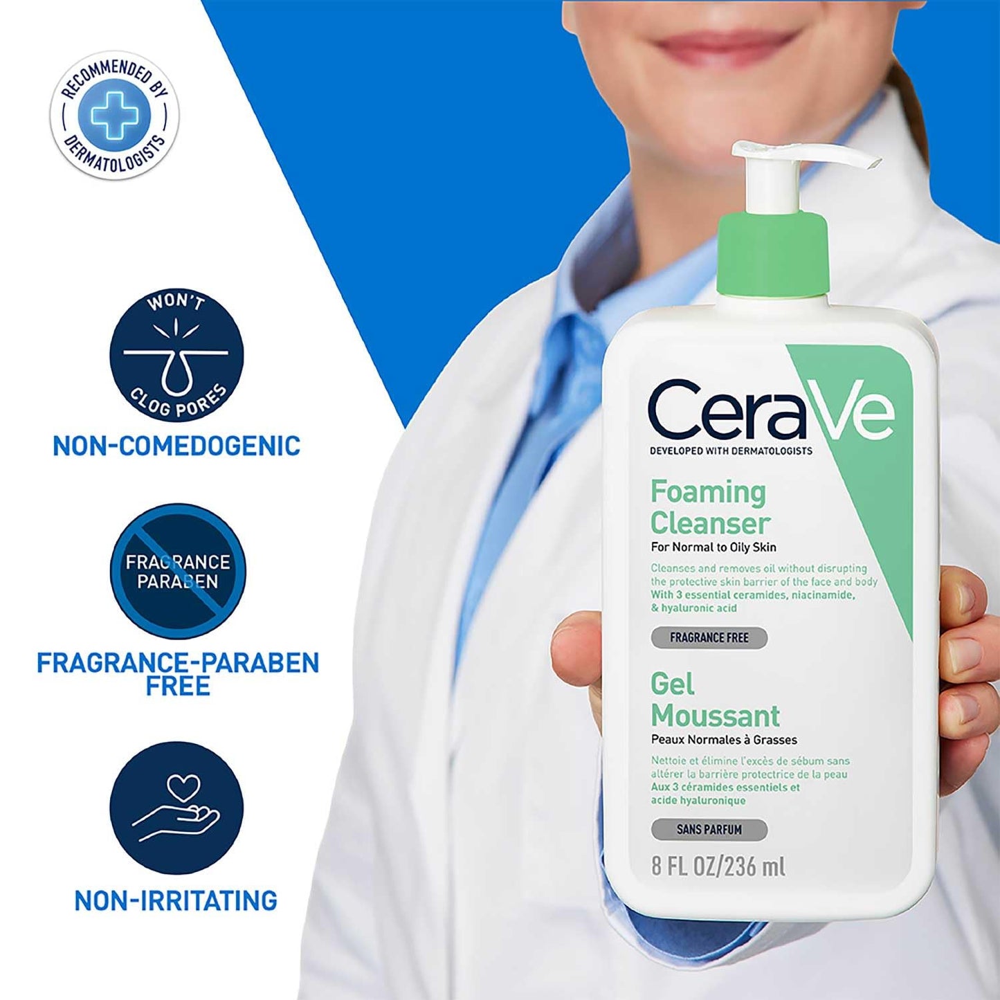 CeraVe Foaming Cleanser For Normal To Oily Skin, 236 ml