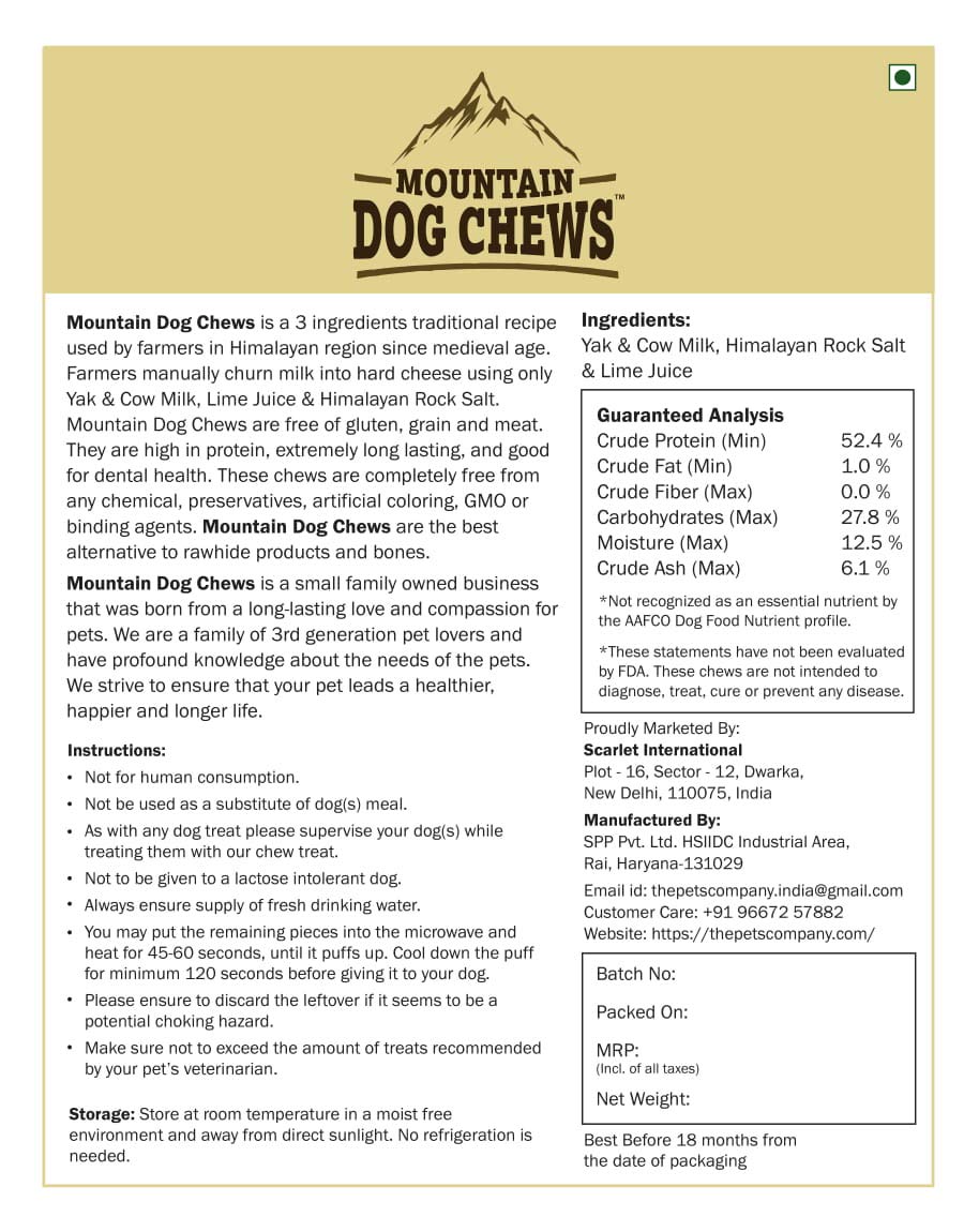 Chewers Mountain Dog Chew, Vegetarian Treat for Small Dogs, 150 gm