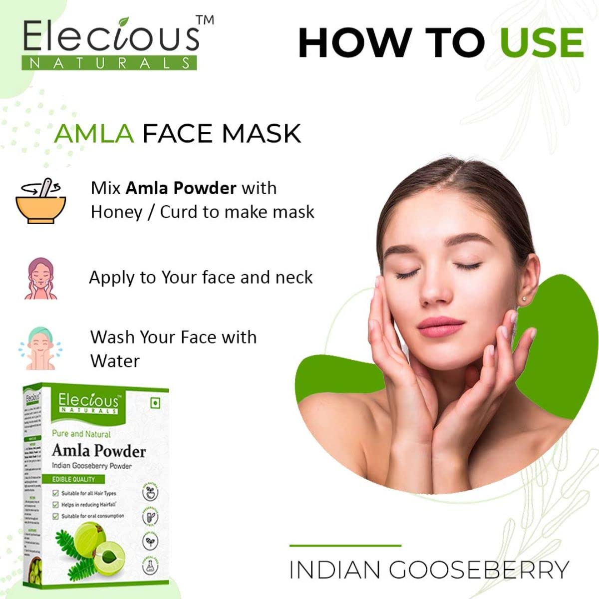 Elecious Naturals Amla Powder for Hair Growth, 250 gm