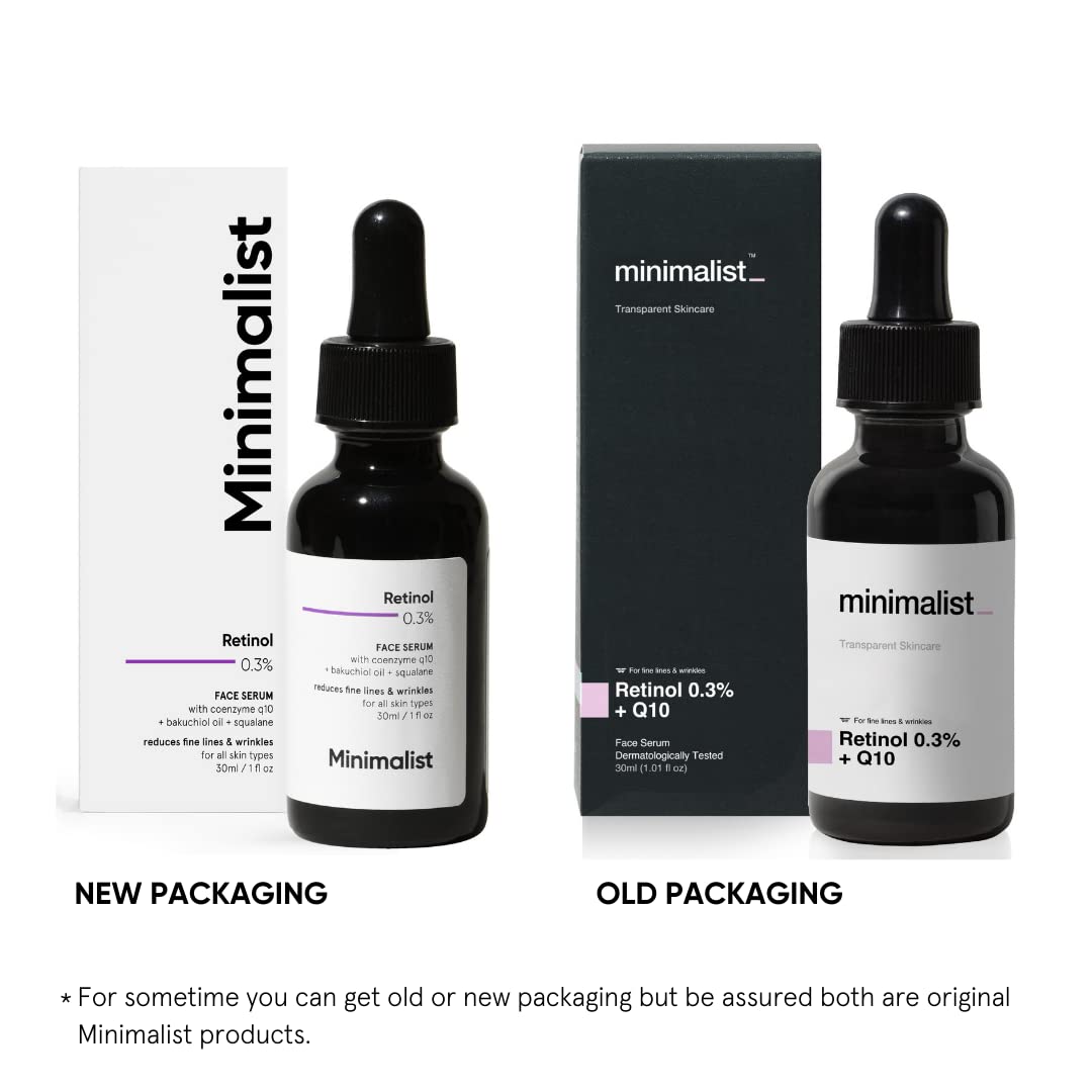 Minimalist 0.3% Retinol Face Serum For Anti Aging For Beginners | Night Face Serum - For Women & Men , 30 ml