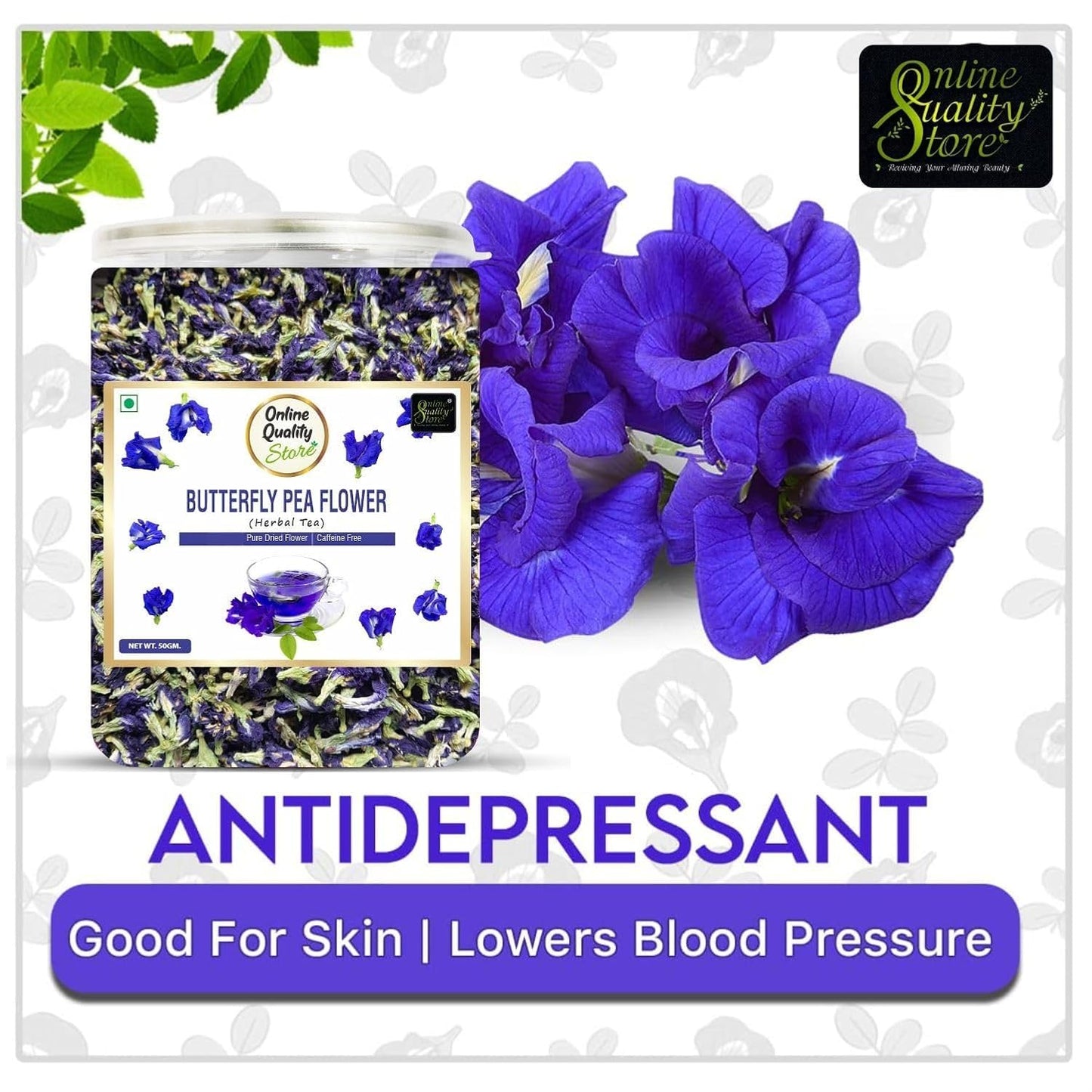 Online Quality Store Butterfly Pea Flower Tea, 50 gm | Blue Pea