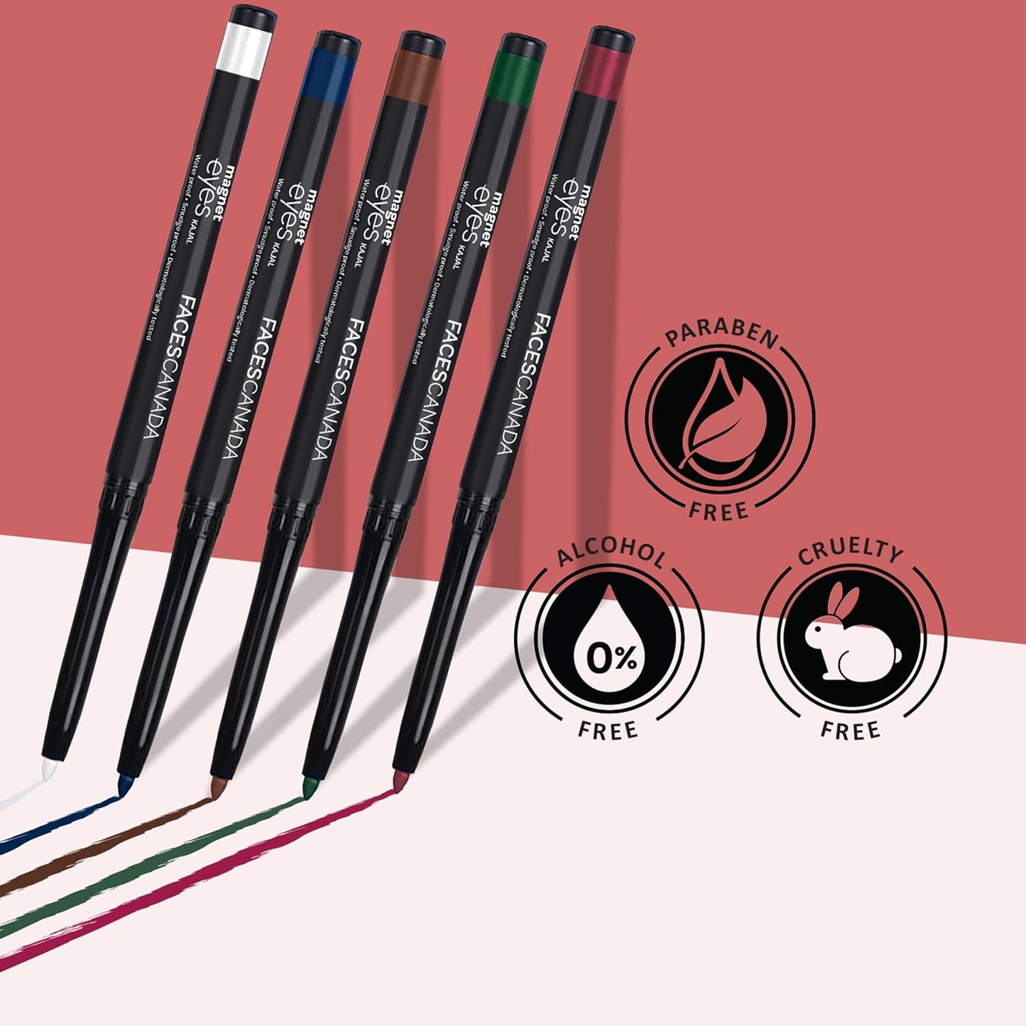 FACESCANADA Magneteyes Color Kajal - White Serenity 06, 0.30g | Highly Pigmented Kohl | 12 Hr Long Stay | Matte Finish | Single Stroke Glide | Water Proof