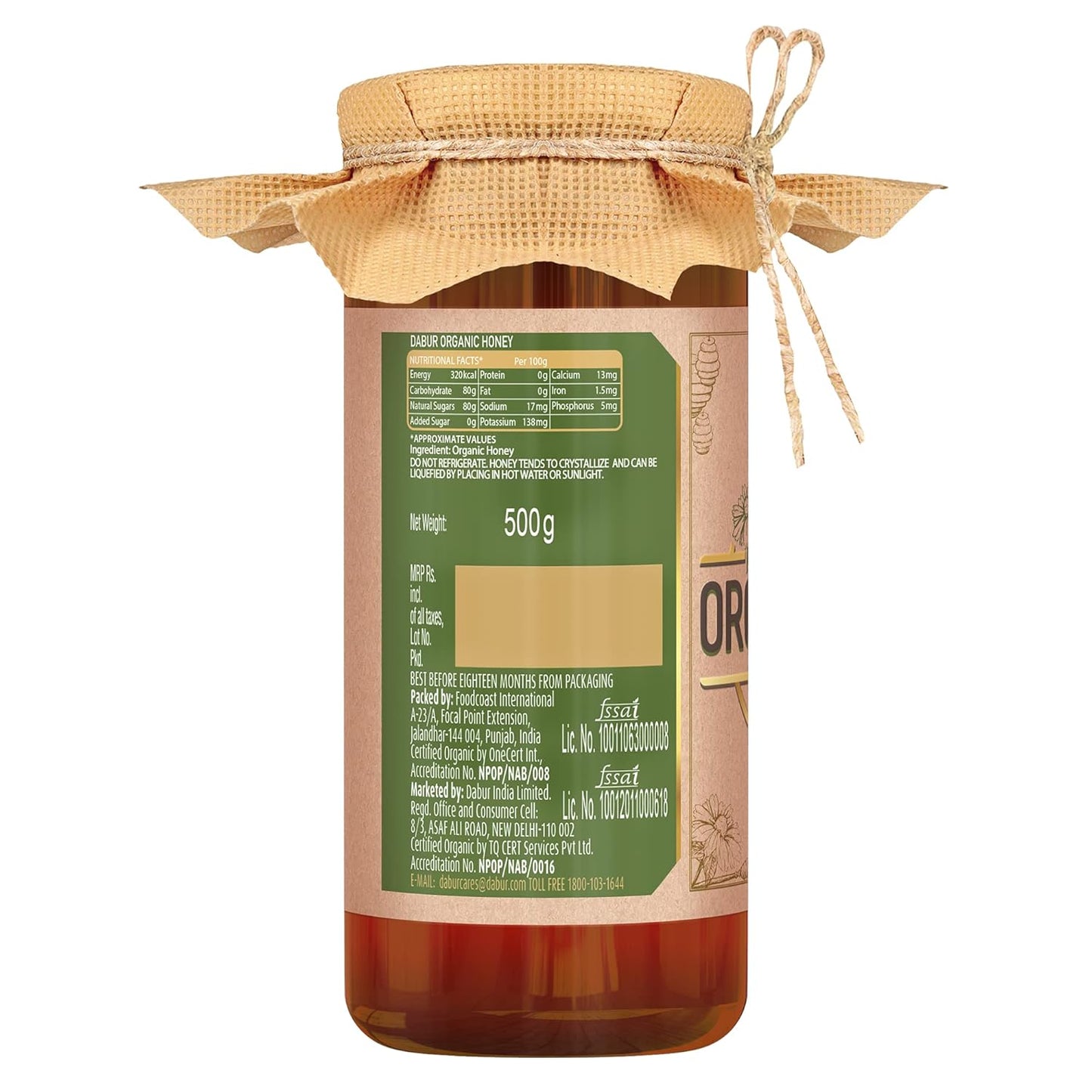 Dabur Raw Organic Honey, 500 gm
