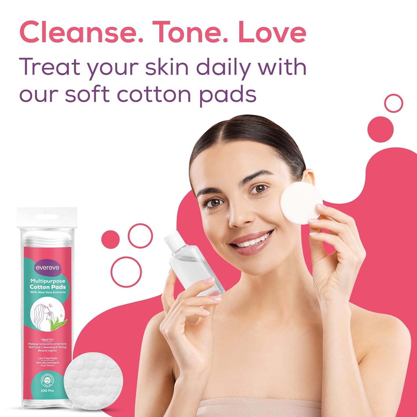 Evereve Multipurpose Cotton Pads, 200 Pcs, Pack of 4